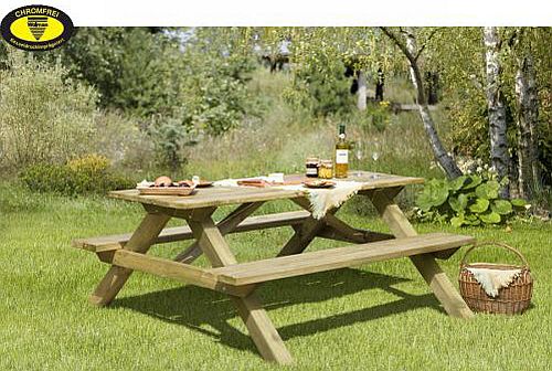 Picknicktisch-Garnitur-Gartenmoebel-Holz-Gartenbank-NEU